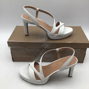 Naturalizer Abby White Platform Sandals Strappy Slingback Heels Size 8.5 W NEW